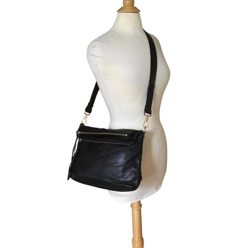 Margot Mickey Black Double Zip Crossbody Bag